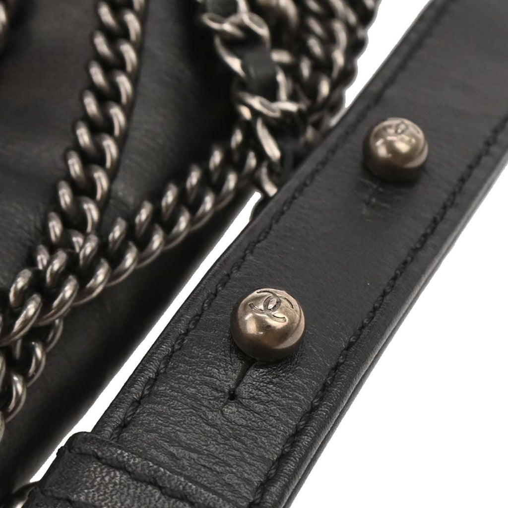 Boy Reverso Chanel 2013-2014 Black Lambskin Medium Shoulder Bag