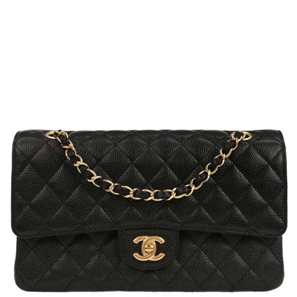 Chanel 2017 Black Caviar Medium Classic Double Flap Shoulder Bag