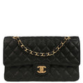 Chanel 2017 Black Caviar Medium Classic Double Flap Shoulder Bag