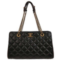 Chanel 2012-2013 Black Lambskin Tote Chain Handbag