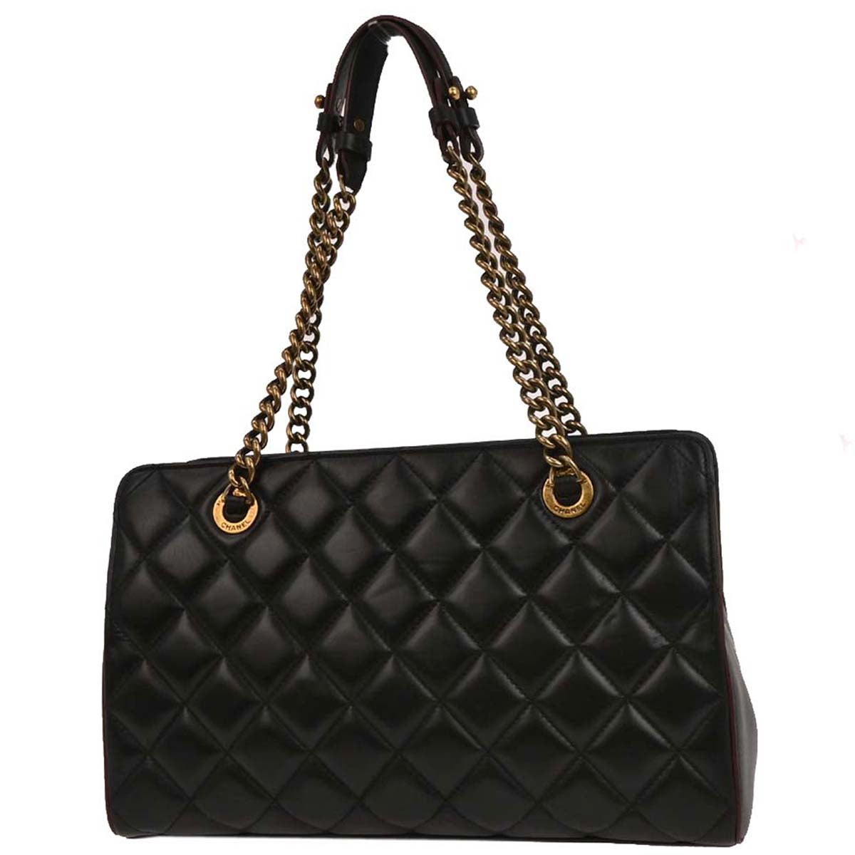 Chanel 2012-2013 Black Lambskin Tote Chain Handbag