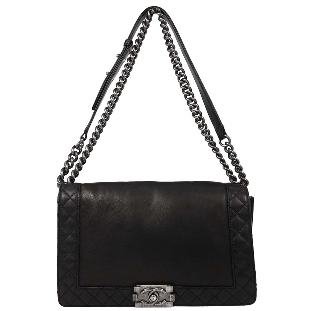 Boy Chanel 2013-2014 Black Calfskin New Medium Shoulder Bag