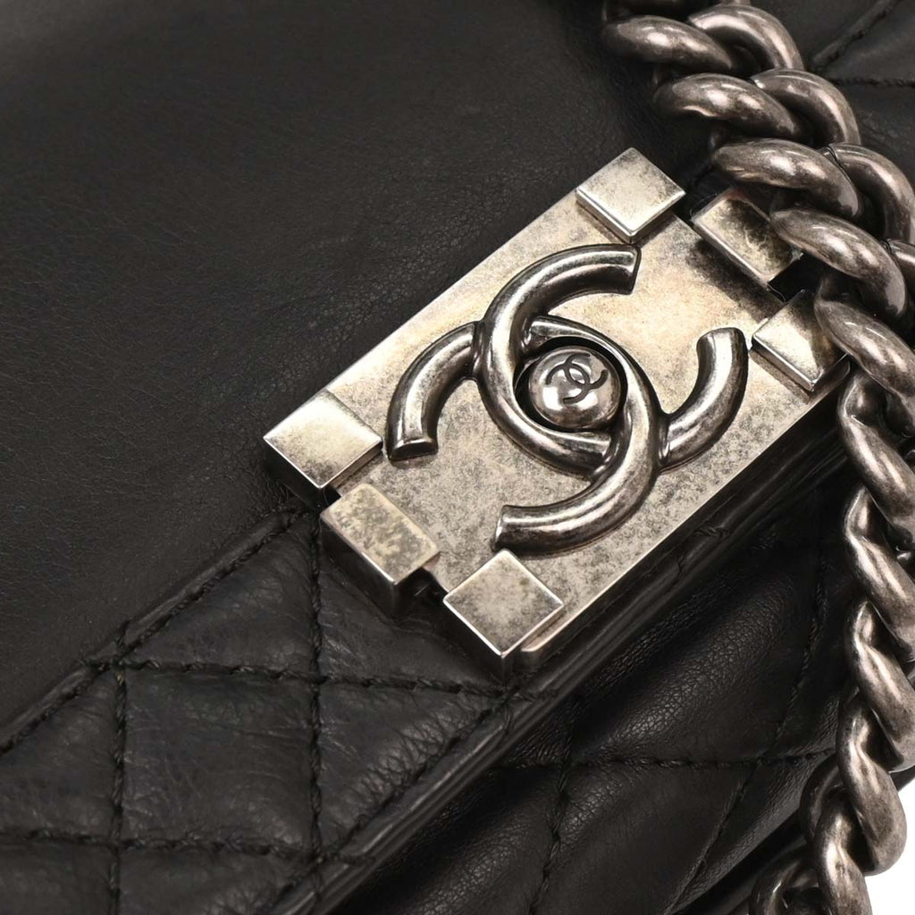 Boy Chanel 2013-2014 Black Calfskin New Medium Shoulder Bag