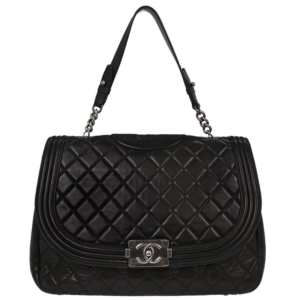 Chanel 2012 Black Lambskin Antik Boy Flap Handbag