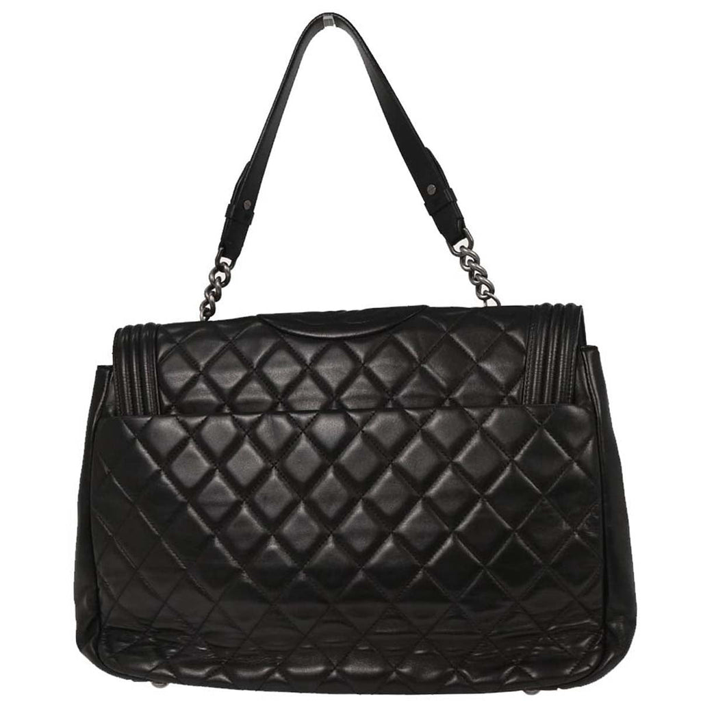 Chanel 2012 Black Lambskin Antik Boy Flap Handbag