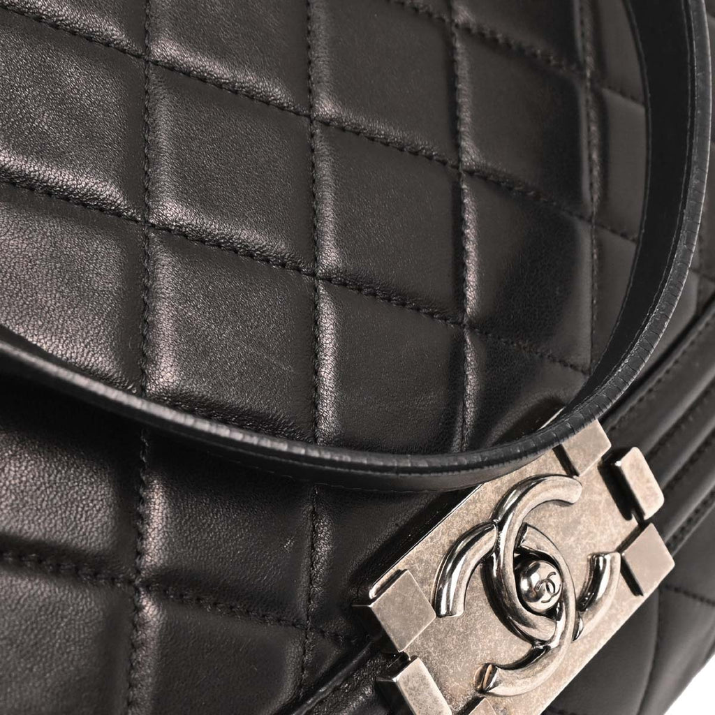 Chanel 2012 Black Lambskin Antik Boy Flap Handbag
