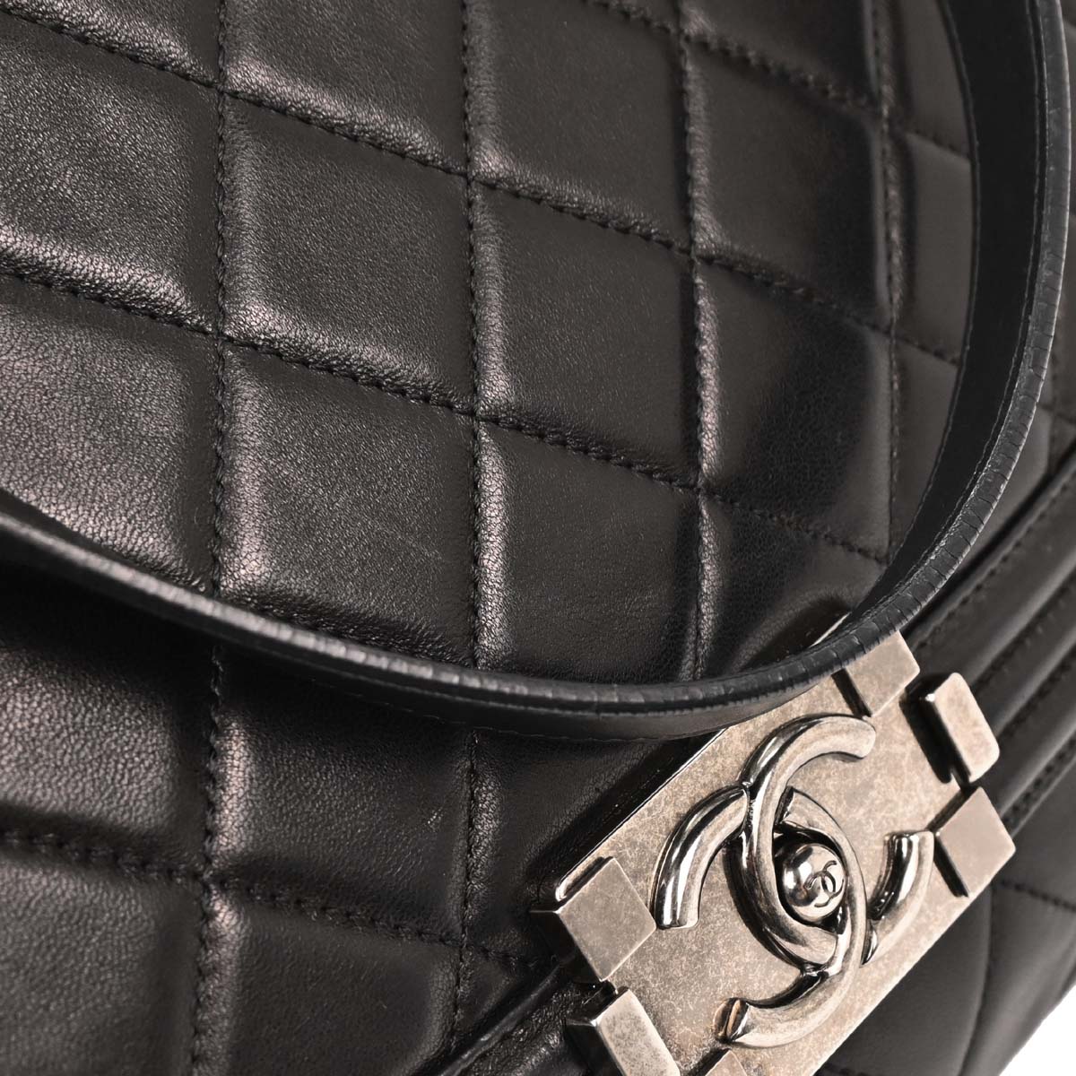 Chanel 2012 Black Lambskin Antik Boy Flap Handbag