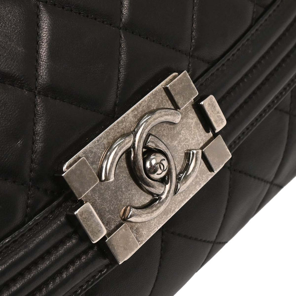 Chanel 2012 Black Lambskin Antik Boy Flap Handbag