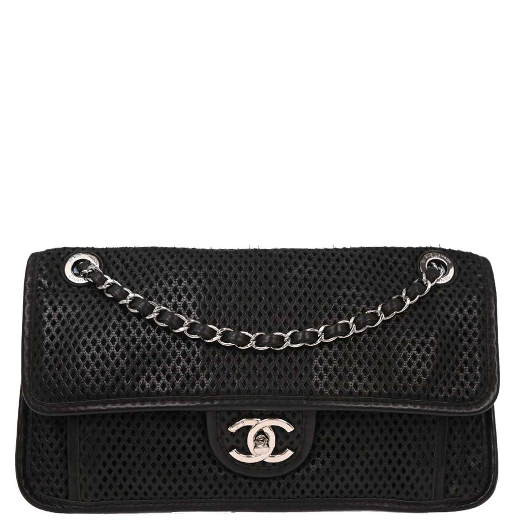 Chanel 2012-2013 Black Perforated Calfskin Up in the Air Shoulder Bag