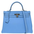 Hermes Blue Aztec Epsom Kelly 35 Retourne 2way Shoulder Handbag