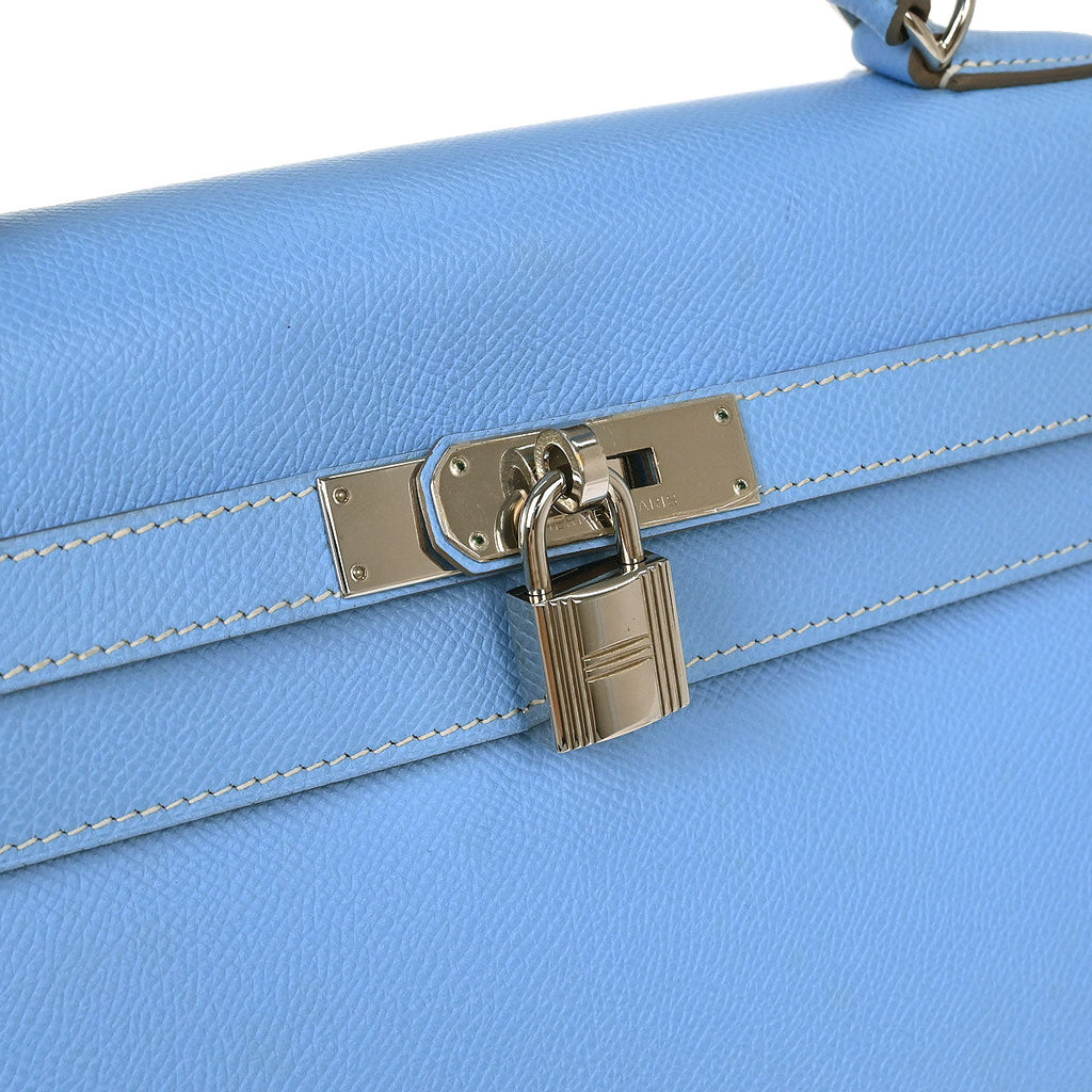 Hermes Blue Aztec Epsom Kelly 35 Retourne 2way Shoulder Handbag