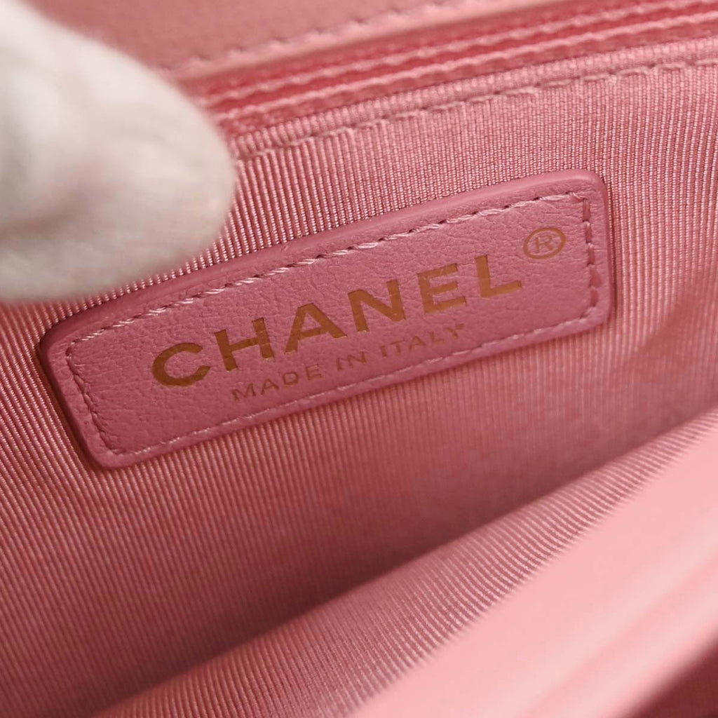 Chanel 2019 Pink Calfskin Chevron 2way Shoulder Handbag