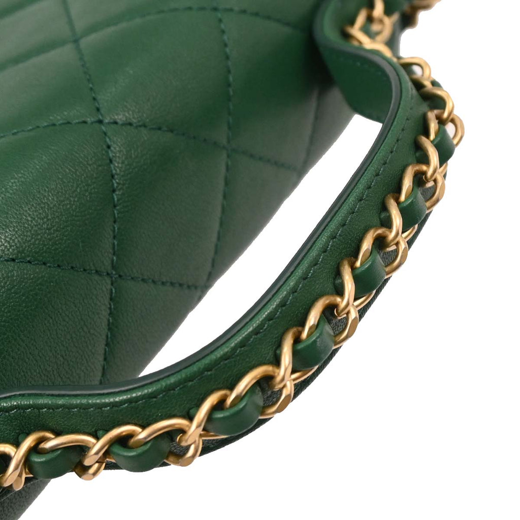 Chanel 2019 Green Lambskin 19 Infinity Chain 2way Shoulder Handbag