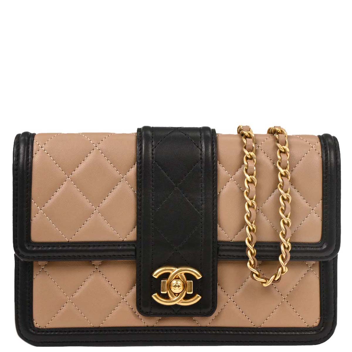 Chanel 2016-2017 Beige Lambskin Elegant CC WOC Wallet on Chain
