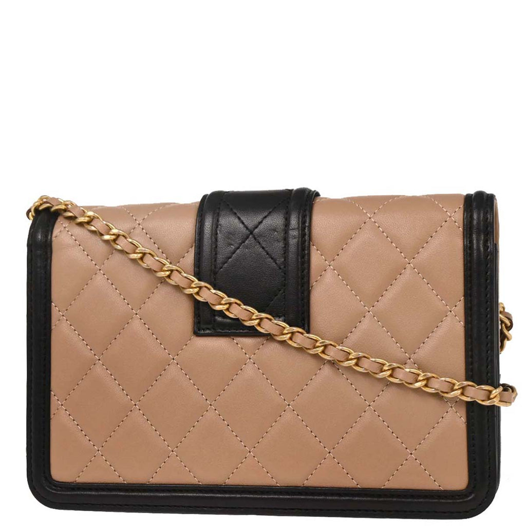 Chanel 2016-2017 Beige Lambskin Elegant CC WOC Wallet on Chain