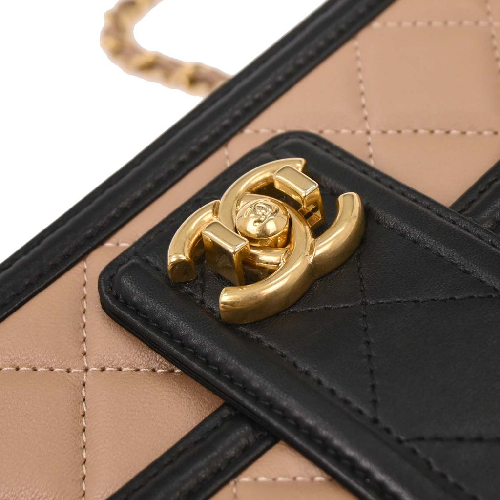 Chanel 2016-2017 Beige Lambskin Elegant CC WOC Wallet on Chain