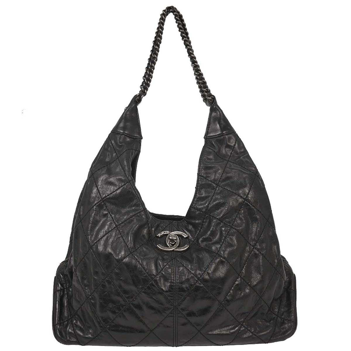 Chanel 2014-2015 Black Calfskin Hobo Handbag