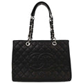 Chanel 2011 Black Caviar Grand Shopping Tote GST Chain Handbag