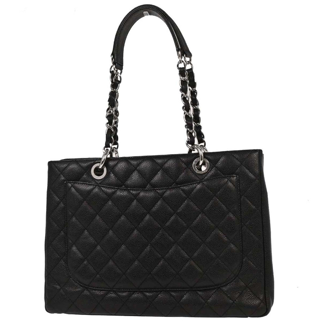 Chanel 2011 Black Caviar Grand Shopping Tote GST Chain Handbag