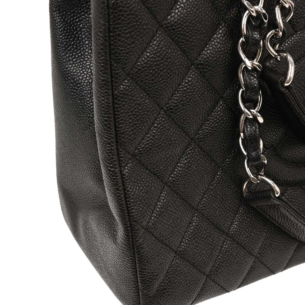 Chanel 2011 Black Caviar Grand Shopping Tote GST Chain Handbag