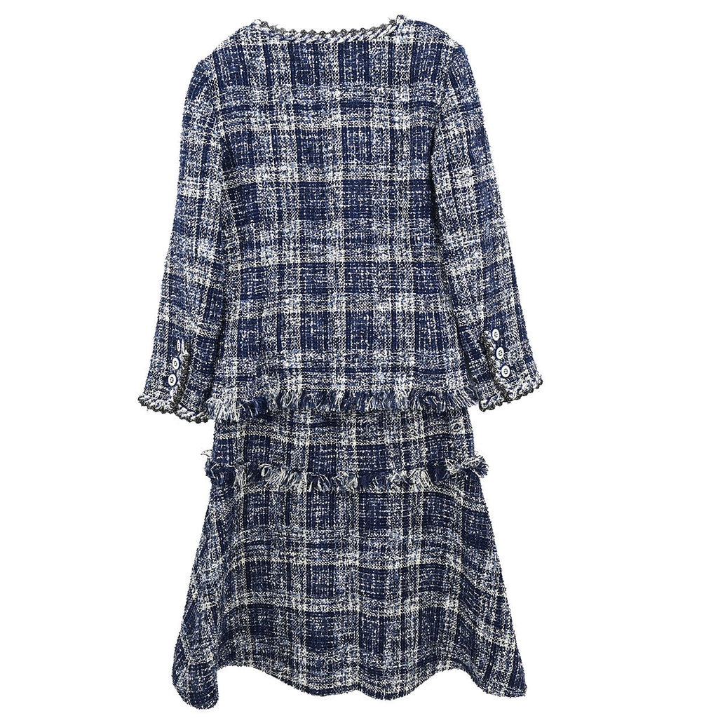 Chanel Setup Suit Jacket Skirt Navy #36