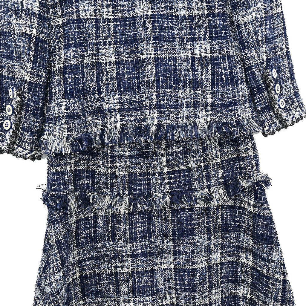 Chanel Setup Suit Jacket Skirt Navy #36