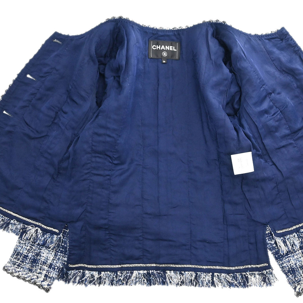 Chanel Setup Suit Jacket Skirt Navy #36