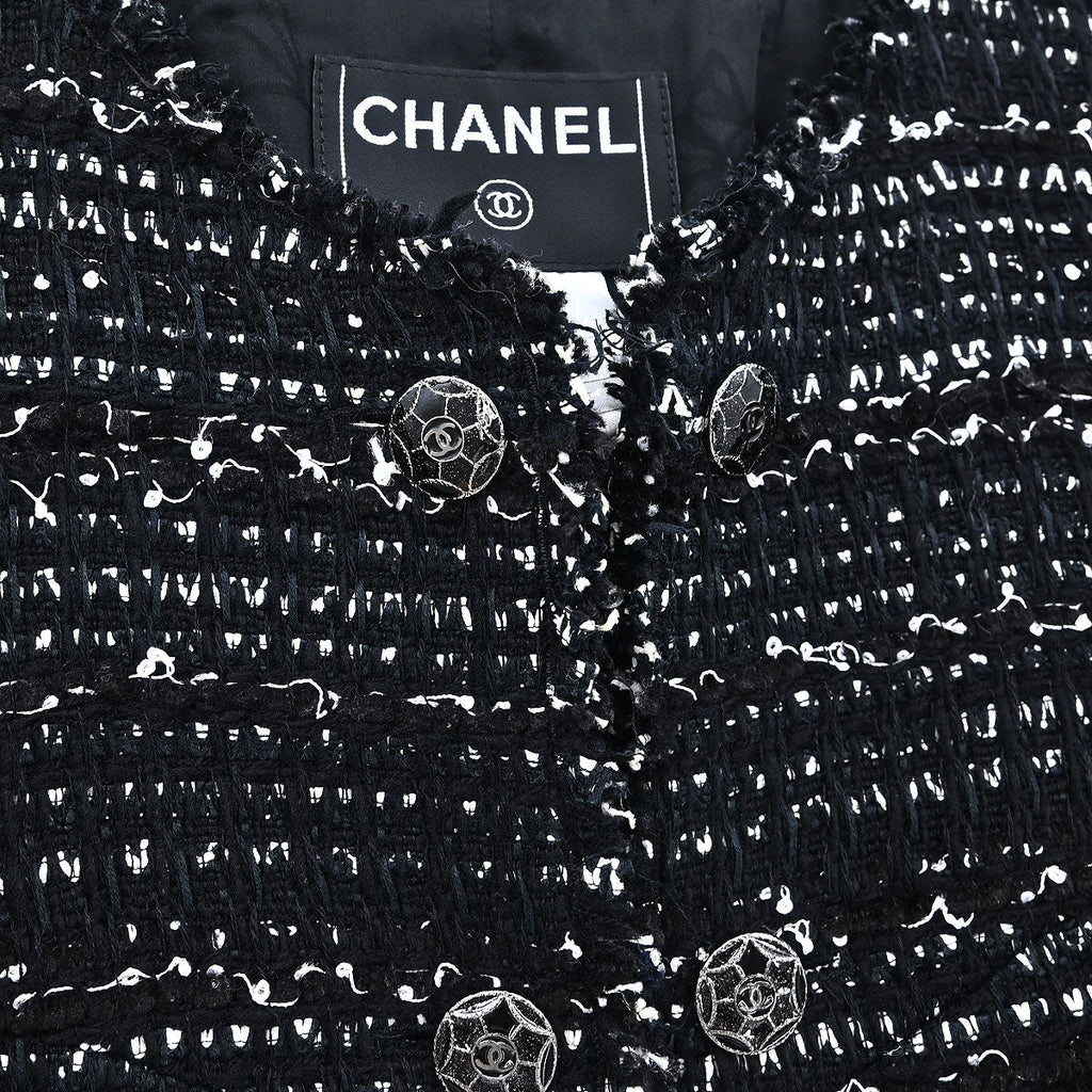 Chanel Single Breasted Collarless Jacket Black #34