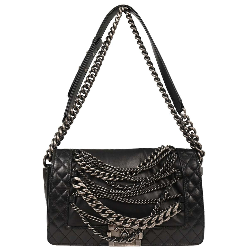Boy Chanel 2013-2014 Black Lambskin Medium Shoulder Bag