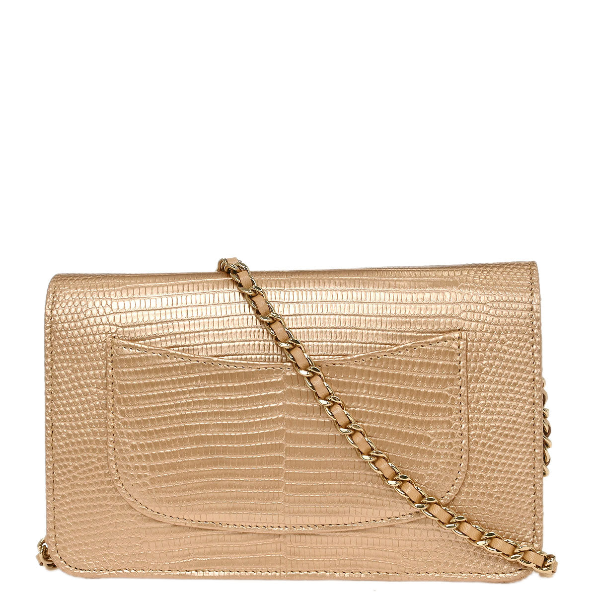 Chanel * 2019 Beige Lizard Classic WOC Wallet On Chain