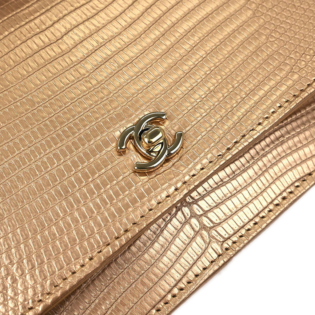 Chanel * 2019 Beige Lizard Classic WOC Wallet On Chain