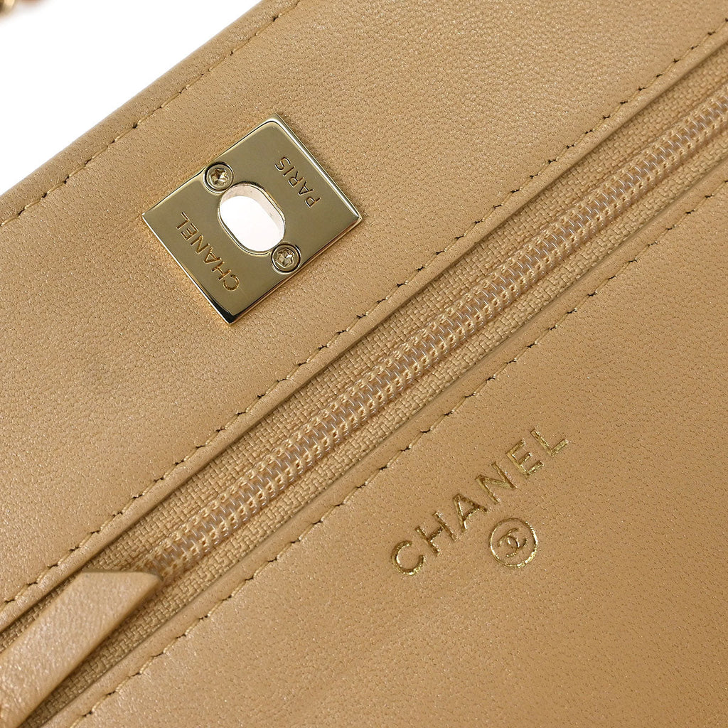 Chanel * 2019 Beige Lizard Classic WOC Wallet On Chain