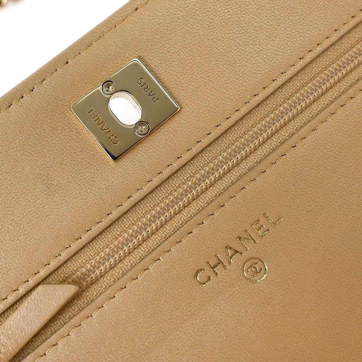 Chanel * 2019 Beige Lizard Classic WOC Wallet On Chain