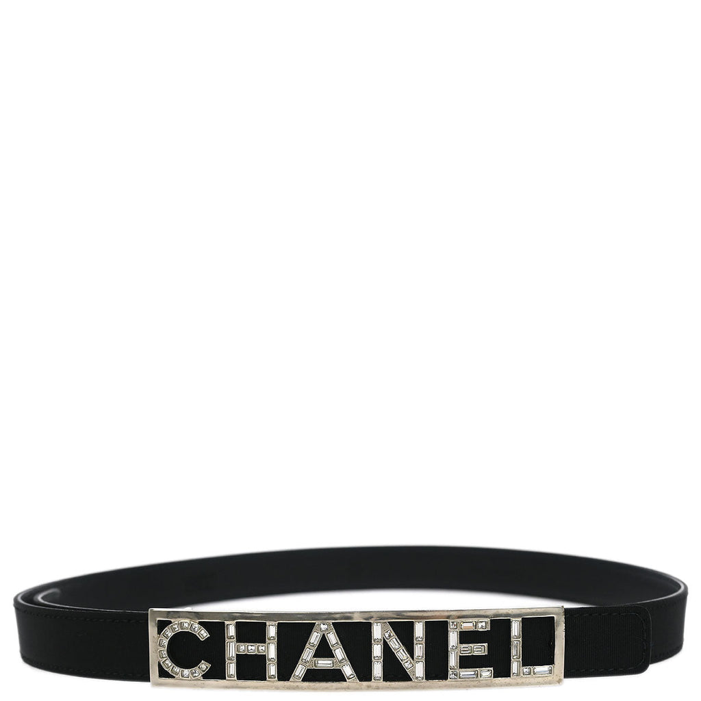 Chanel Belt Black Rhinestone Leather #80/32 B15S Small