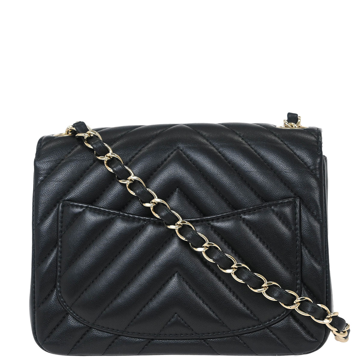 Chanel 2019 Black Lambskin Chevron Mini Classic Square Flap Shoulder Bag 17