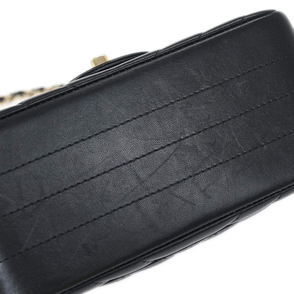 Chanel 2019 Black Lambskin Chevron Mini Classic Square Flap Shoulder Bag 17