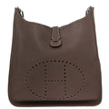 Hermes Etoupe Taurillon Clemence Evelyne 3 GM Shoulder Bag