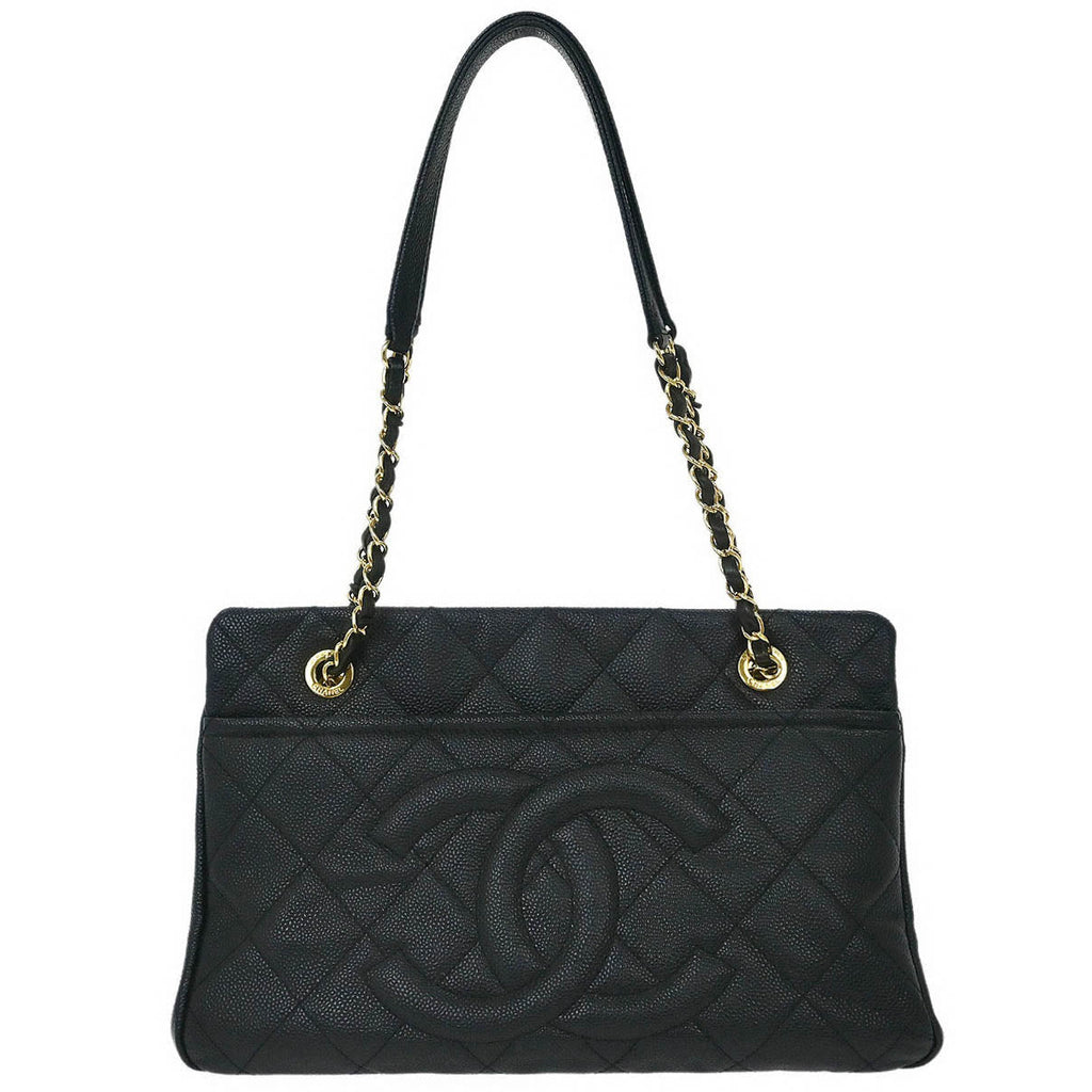 Chanel 2014 Black Caviar Timeless CC Chain Tote Bag