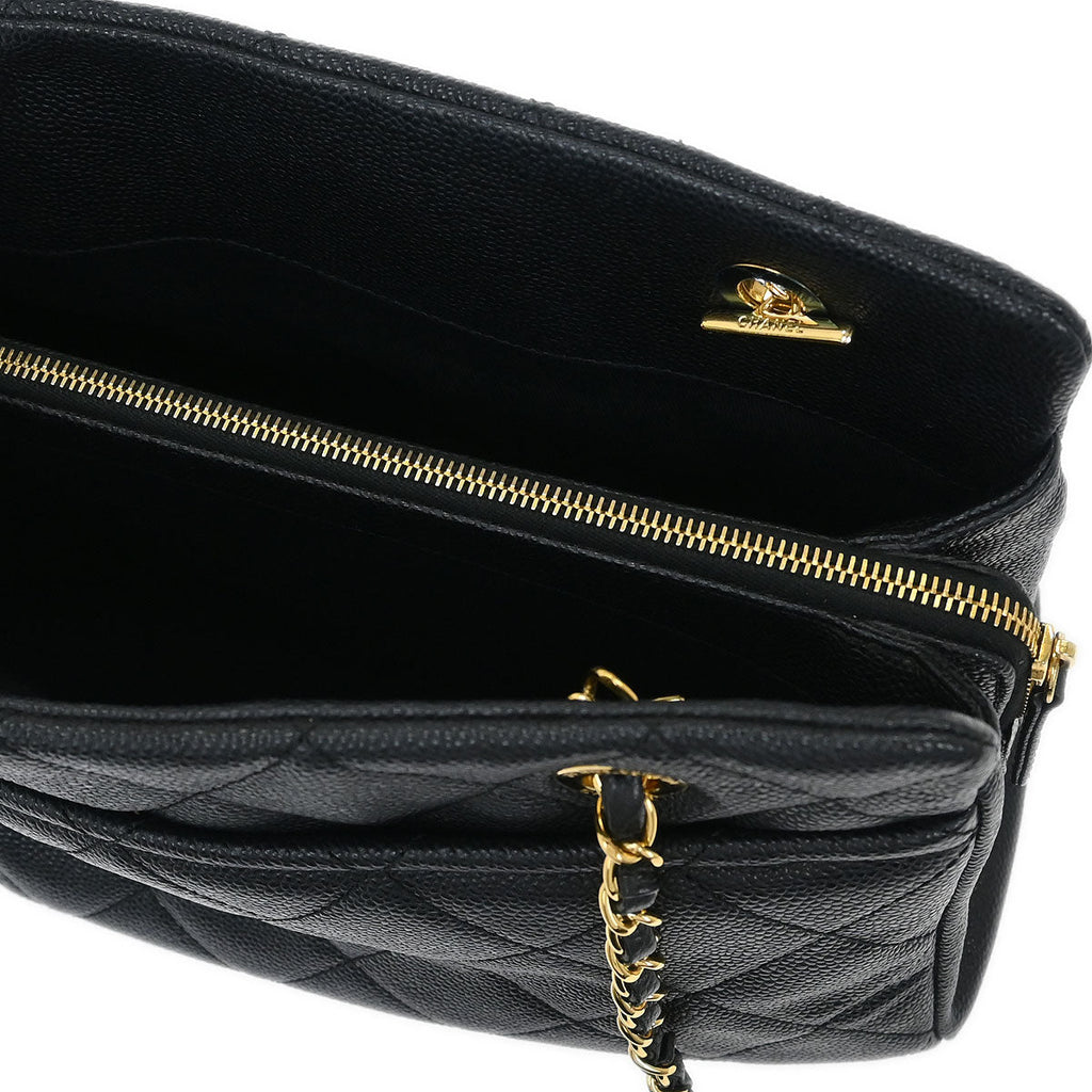 Chanel 2014 Black Caviar Timeless CC Chain Tote Bag