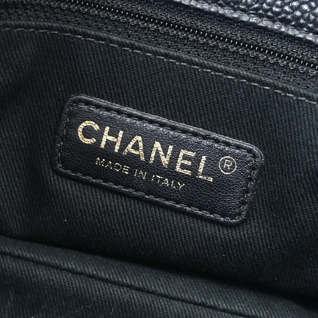 Chanel 2014 Black Caviar Timeless CC Chain Tote Bag