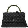 Chanel 2017* Black Calfskin Lizard Coco Handle 2way Handbag