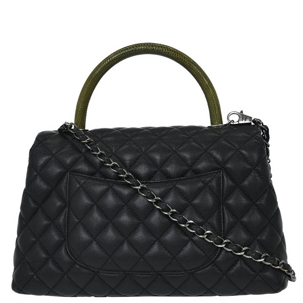 Chanel 2017* Black Calfskin Lizard Coco Handle 2way Handbag