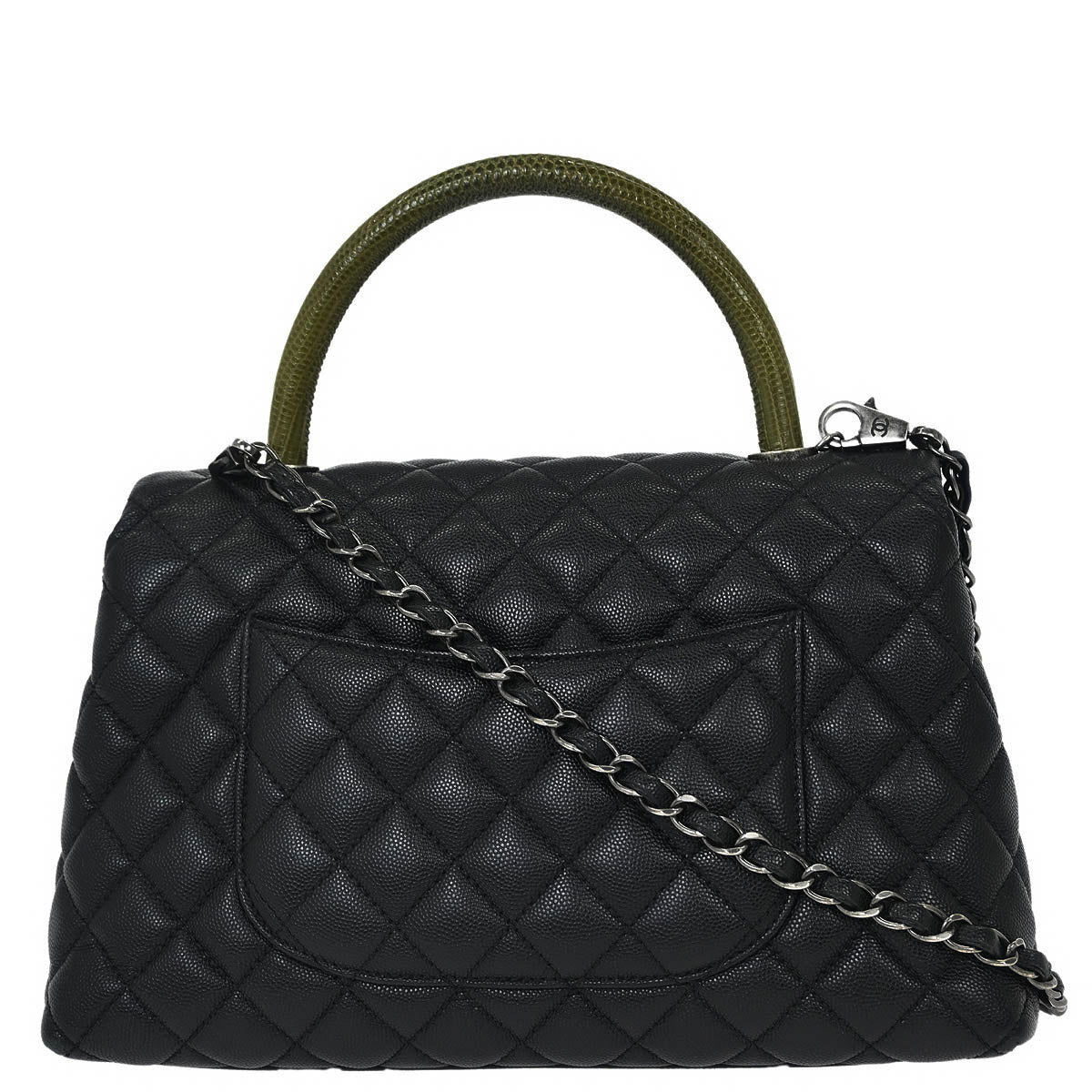 Chanel 2017* Black Calfskin Lizard Coco Handle 2way Handbag