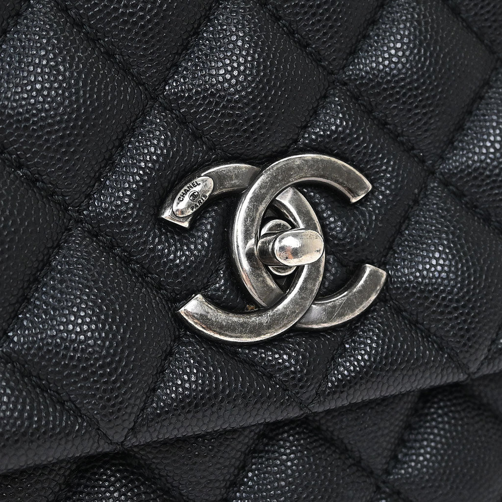 Chanel 2017* Black Calfskin Lizard Coco Handle 2way Handbag
