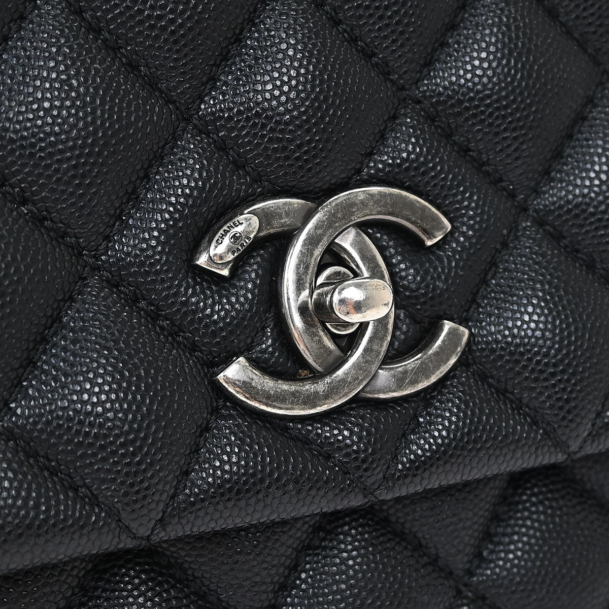 Chanel 2017* Black Calfskin Lizard Coco Handle 2way Handbag