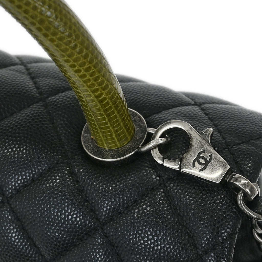 Chanel 2017* Black Calfskin Lizard Coco Handle 2way Handbag