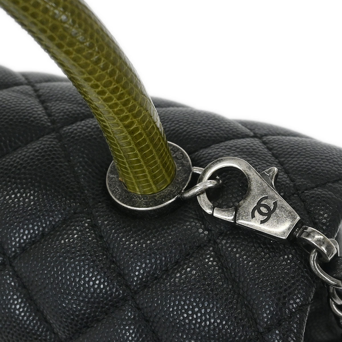 Chanel 2017* Black Calfskin Lizard Coco Handle 2way Handbag