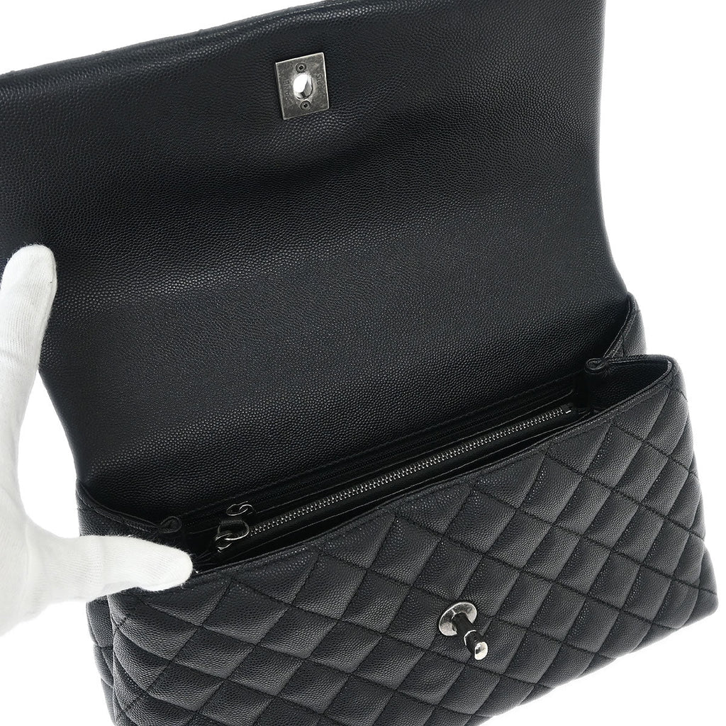 Chanel 2017* Black Calfskin Lizard Coco Handle 2way Handbag