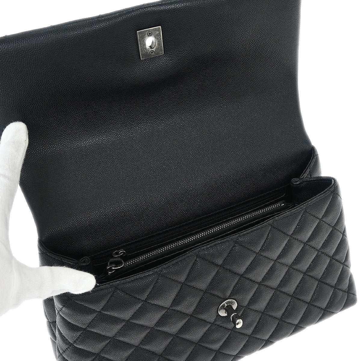 Chanel 2017* Black Calfskin Lizard Coco Handle 2way Handbag