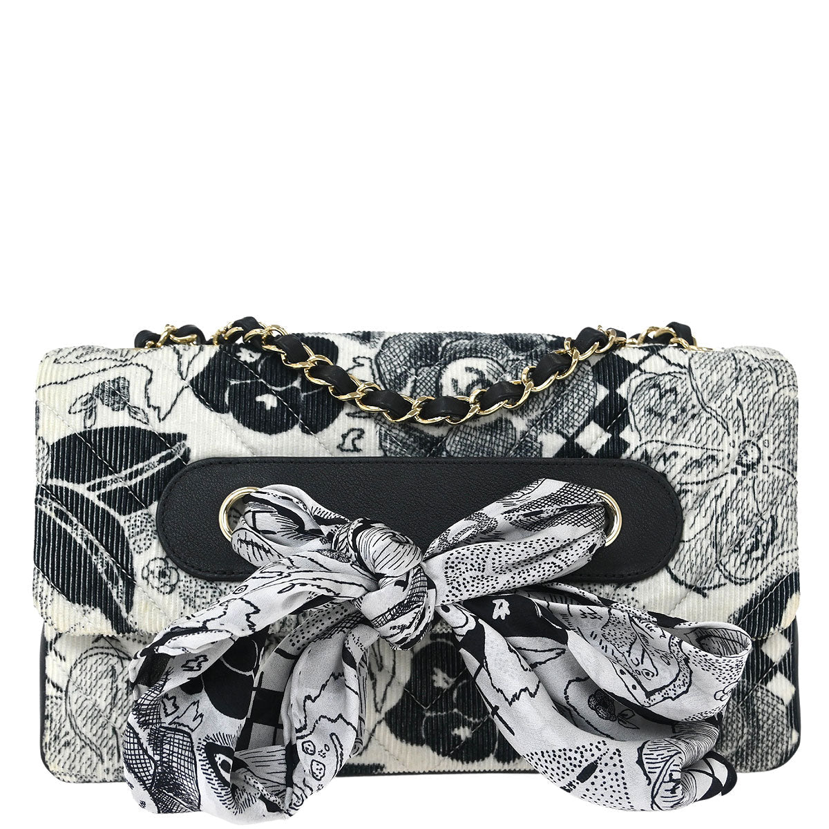 Chanel 2018-2019 Black White Canvas Shoulder Bag